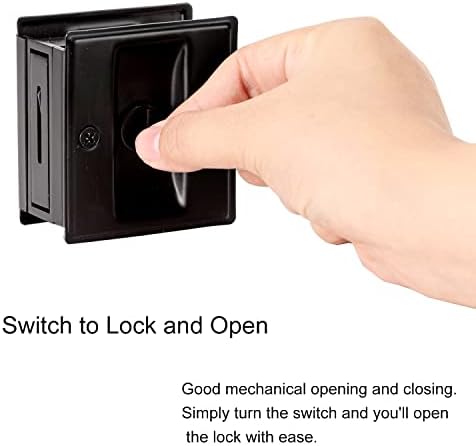 ידית דלת כיס הדלת ההזזה של הומטרו משוך שחור עם לוח מתג משודרגת דלת כיס משודרת, התקנה קלה 2-3/4 x2-1/2, עבור 1-3/8 אינץ