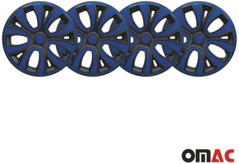 OMAC 15 אינץ 'רכזות לאאודי שחור מאט וכחול כהה 4 יח'. כיסוי חישוקי גלגלים - כובעי רכזת - החלפת חוץ של צמיג מכוניות