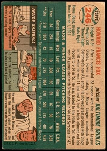 1954 Topps 246 Howard Fox Baltimore Orioles VG/Ex Orioles