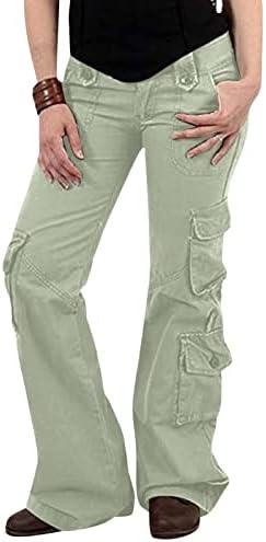 מכנסיים מטען נשים מכנסיים ישר מכנסיים גבוה מותניים מכנסיים מטען היפי פאנק מכנסיים מוצק צבע י2 ק סרבל עם כיס