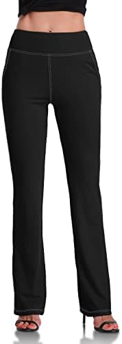 מכנסי יוגה של Dayoung Bootcut לנשים לבקרת בטן אימון מכנסי Bootleg מותניים גבוהים מכנסי מתיחה 4 כיוונים