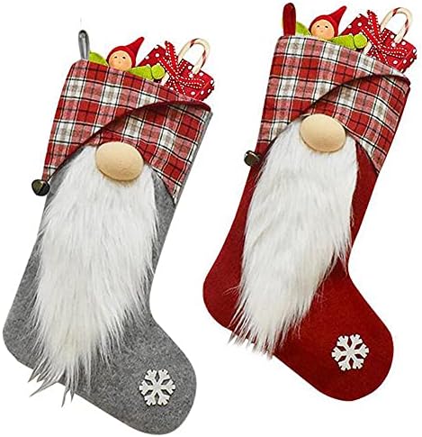 גרבי חג המולד של Ewolee, 2 יח ', 18 אינץ' גובה טומטה סנטה גנום גרבי גרביים מחזיקי גרביים עם לולאות תלויות לקישוטים לקישוטים