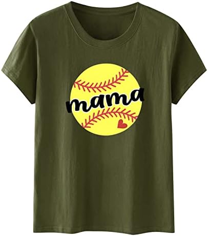 נשים של בייסבול אמא חולצות כושר רופף חידוש מודפס חולצות עגול צוואר חולצות אמהות יום קצר שרוול קיץ חולצות