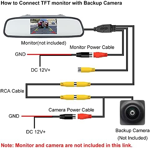 כבל וידאו RCA מוגן כפול מוגן כפול לצג רכב וגיבוי אחורי חיבור מצלמה אחורי, חוט כבל הרחבה קואקסיאלי אודיו דיגיטלי למגבר