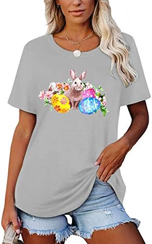 חולצות פסחא לנשים ארנבות מזדמנת ארנב ארנב גרפי חולצות קיץ טיז צוות צוואר צוואר שרוול קצר חולצות אימון לנשים