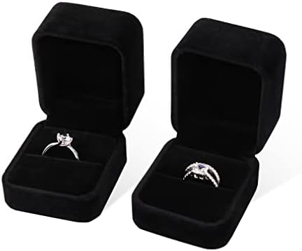 סט של 2 יחידות קלאסי קטיפה זוג טבעת תיבת עגיל תכשיטי מקרה מתנת קופסות 2. 2איקס 1.9איקס 1.6 אינץ